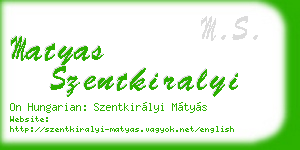 matyas szentkiralyi business card